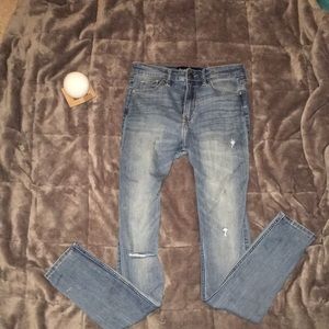 High rise supper skinny ripped jeans- hollister
